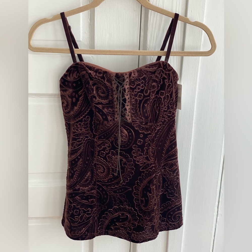 Arianne Velvet Paisley Camisole in Deep Burgundy